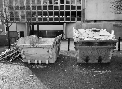 Waste containers on a construction site